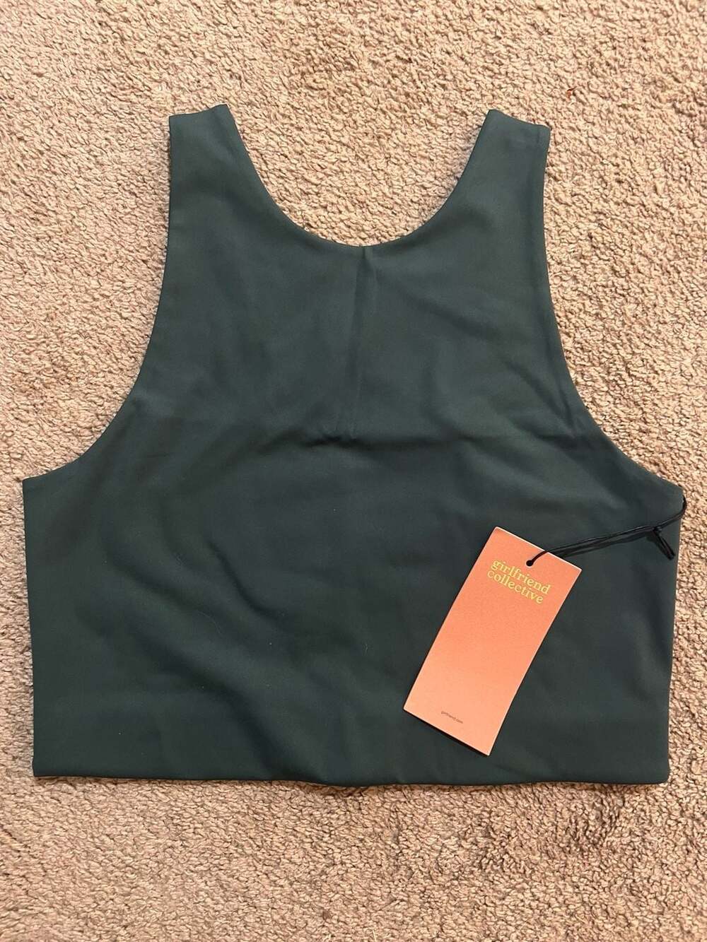 Girlfriend Collective High Neck Tank Top Size L Dark Green New With Tags